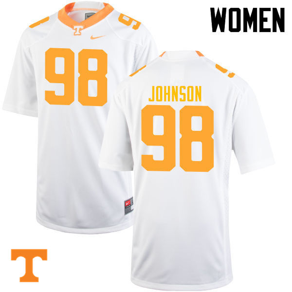 Women #98 Alexis Johnson Tennessee Volunteers College Football Jerseys-White
